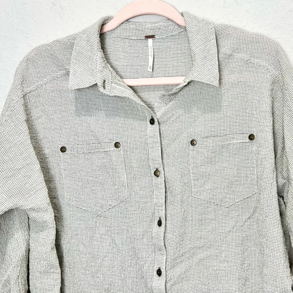 Free People Love Her Madly Puckered Checked Size Extra Small XS - Picture 3 of 10